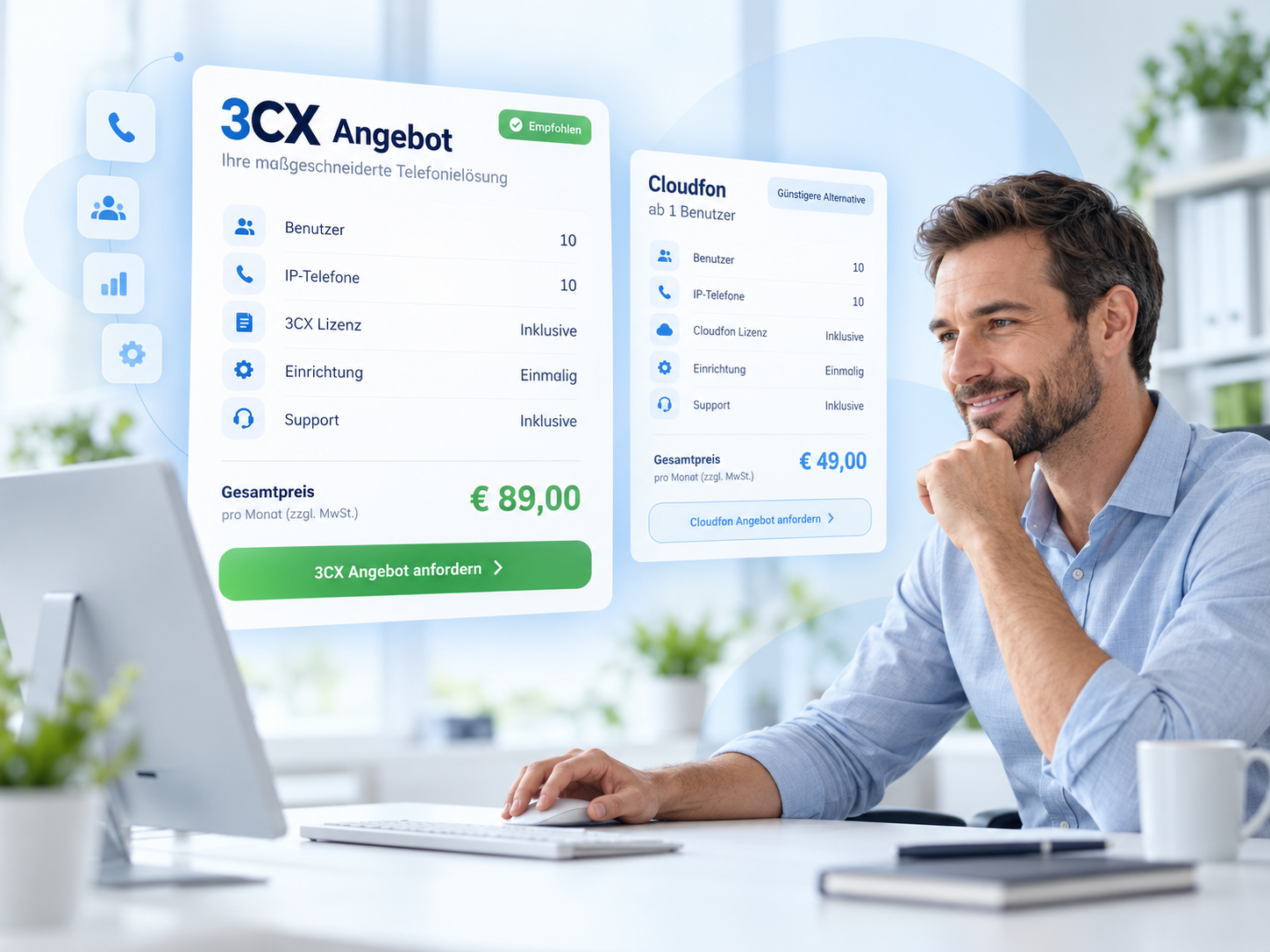 3CX Angebot und Cloudfon Alternative im Telepartner Kostenrechner