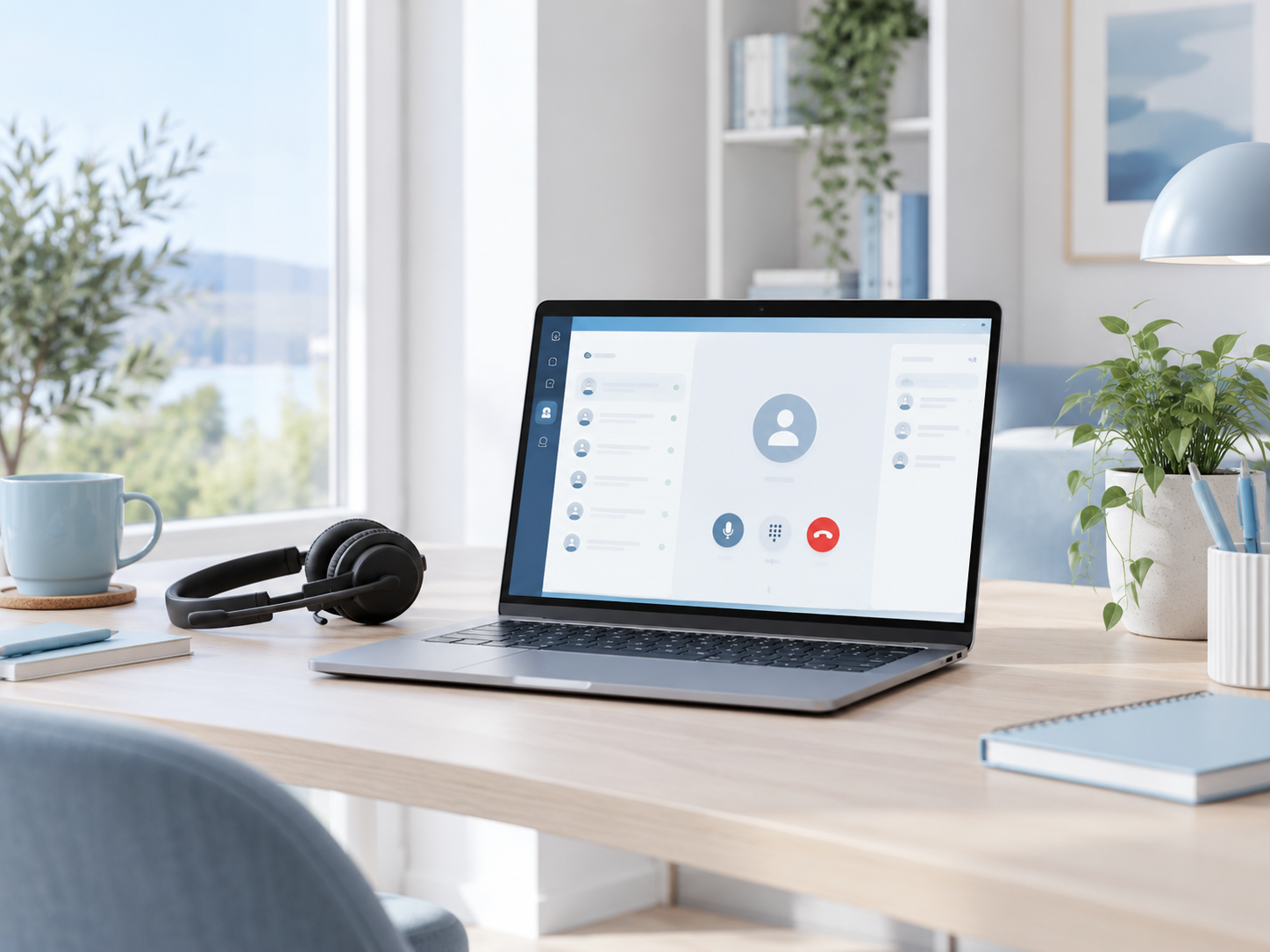 Laptop und Headset