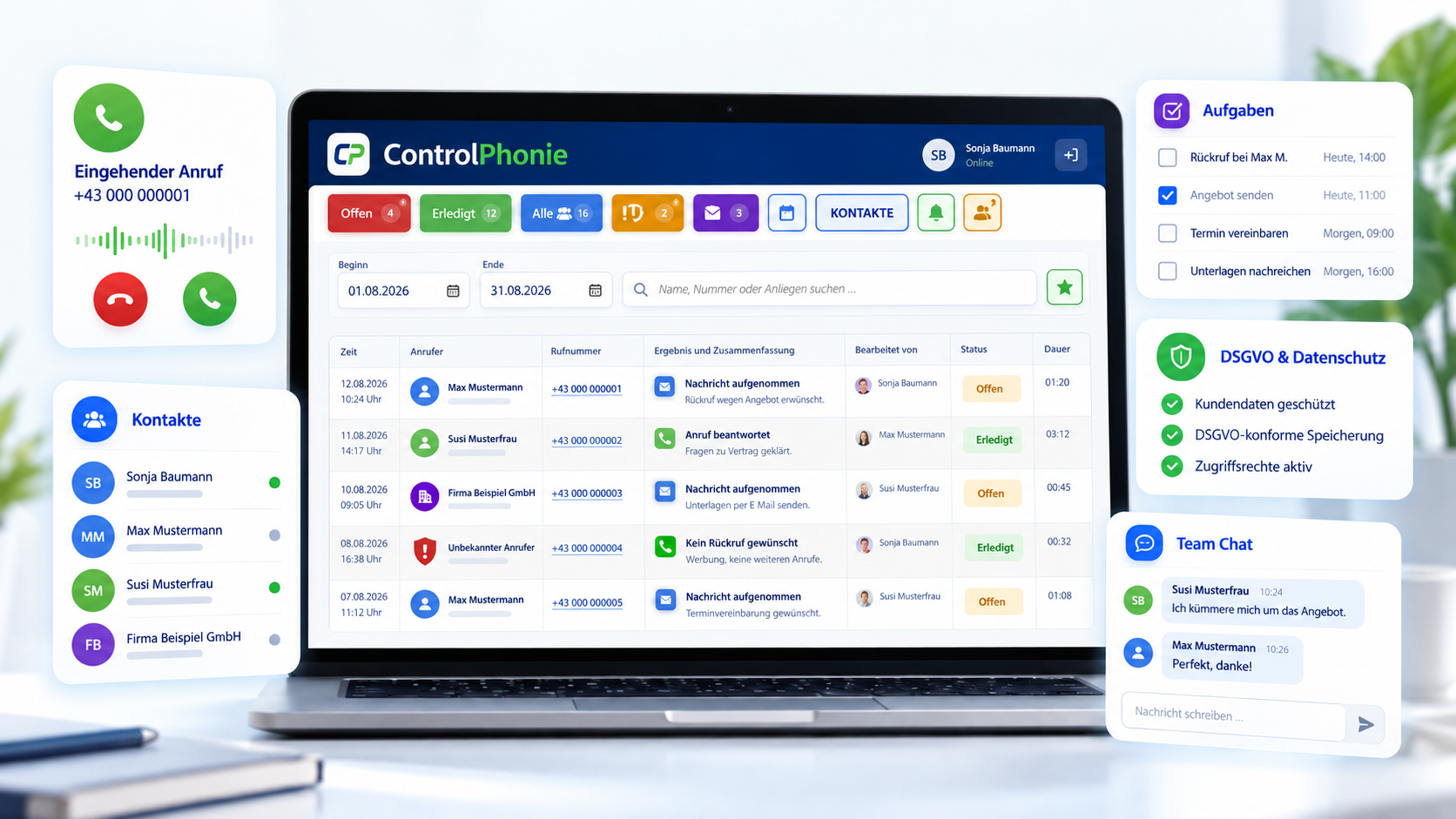ControlPhonie Arbeitsoberfläche